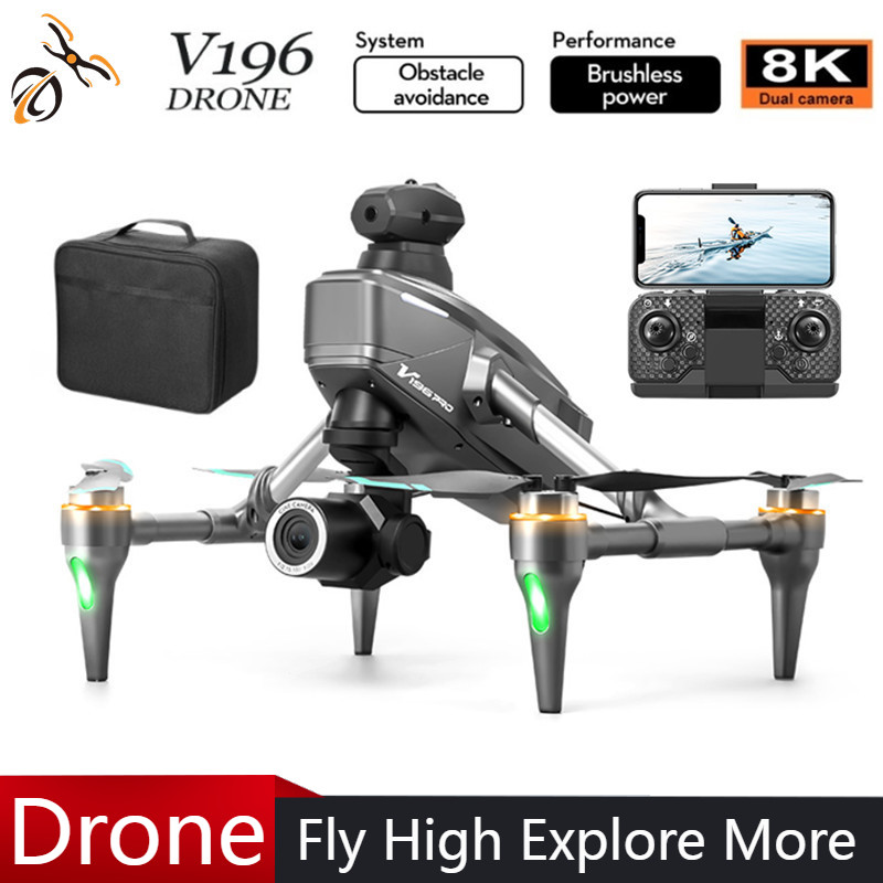 Drone Gimbal 2 Axis - 2025 V196 Dron automático para evitar